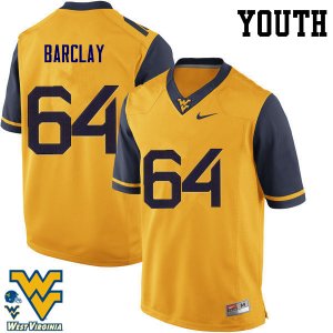 Youth West Virginia Mountaineers NCAA #64 Don Barclay Gold Authentic Nike Stitched College Football Jersey ZD15B30JP